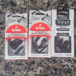 Lot of 3 no tie laces 2- solid black 1-white/black  NWT as pictured